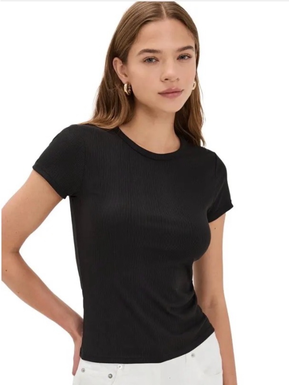 Z Supply Avery Ribbed Jersey Tee (Black; Size: S)